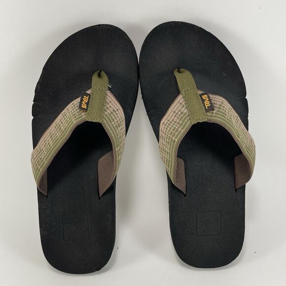 Teva Voya Canvas Flip Flops Mens Size 7 Olive Green Brown Sandals Pool Comfort - Picture 5 of 9